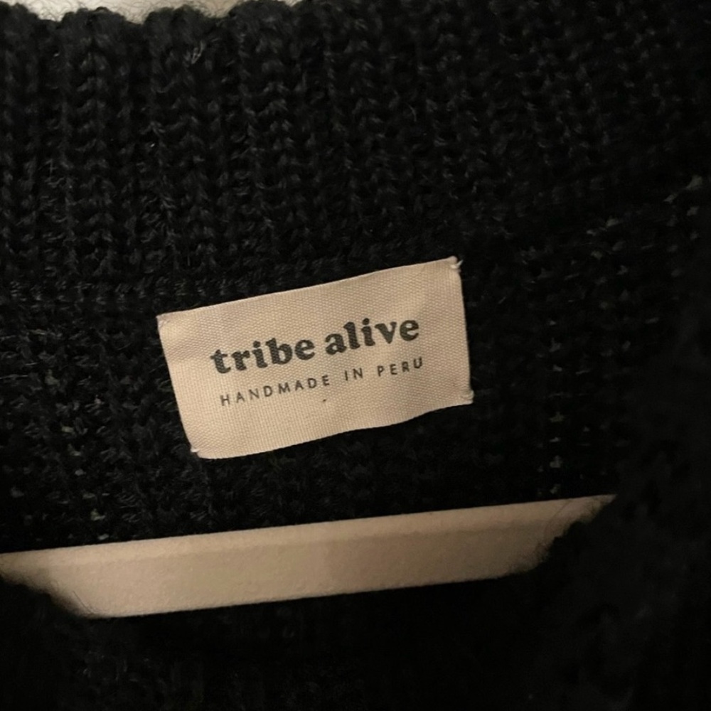 Tribe Alive Laude the Label Black Alpaca Knit Sleeveless Tunic Vest Sweater Dres - Picture 8 of 10